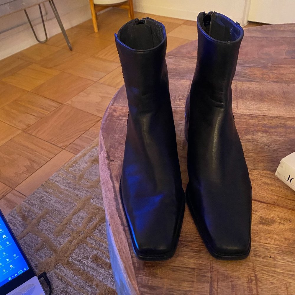 Stuart Weitzman Leather Square Toe Ankle Boots